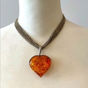 Amber Necklace with 6-strand Chain